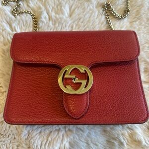 Gucci Crimson Leather Crossbody Bag
